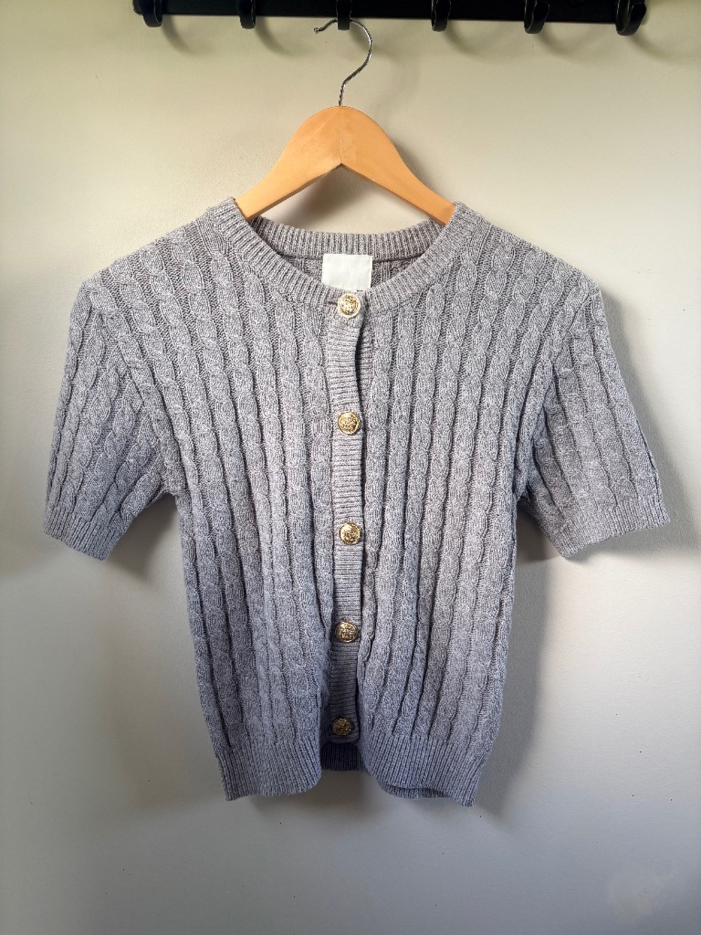 H&M Short Sleeve Gray Cable Knit Sweater Cardigan XS